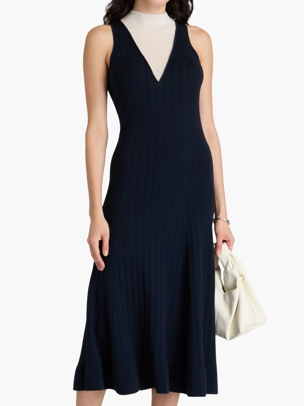 3.1 PHILLIP LIM Layered Waffle-Knit and Ribbed Lyocell-Blend Midi Dress Size M